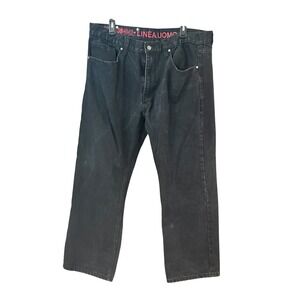 Linea Uomo Relaxed Straight Fit Jeans Black Denim 38x30 Cotton Blend Casual